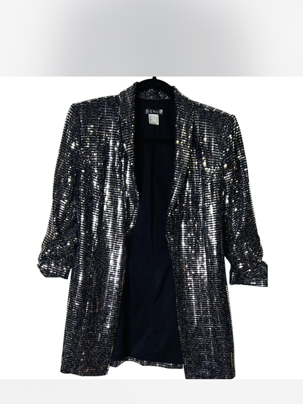 VENUS Silver Sequin Blazer Jacket Women